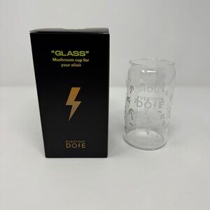 Everyday Dose Ice Coffee‎ Glass Cup with Mushroom Design Fungi New NIB
